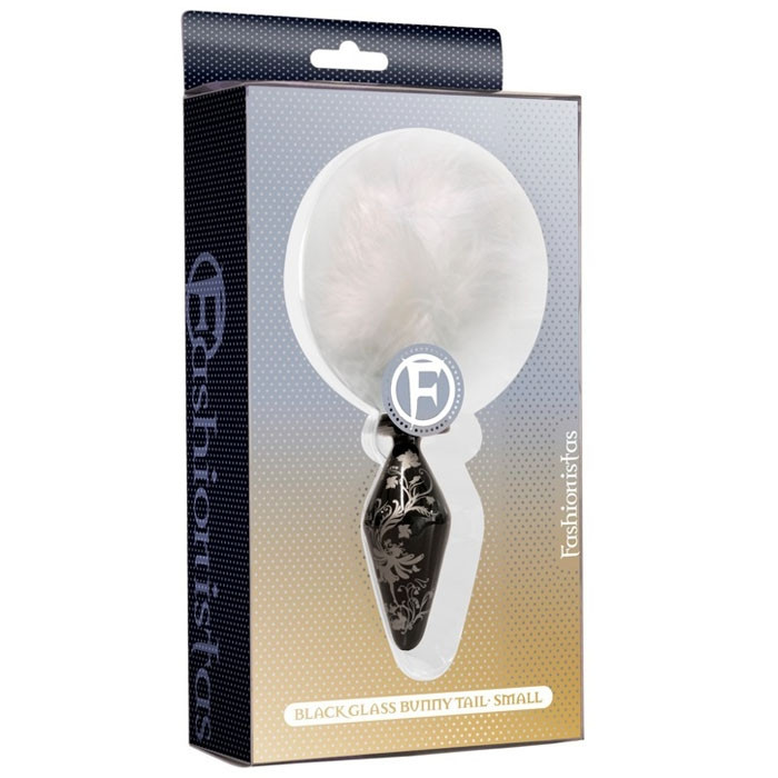 Plug de vidro com pompom - GLASS BUNNY TAIL BUTT PLUG SMALL BLACK - ICON