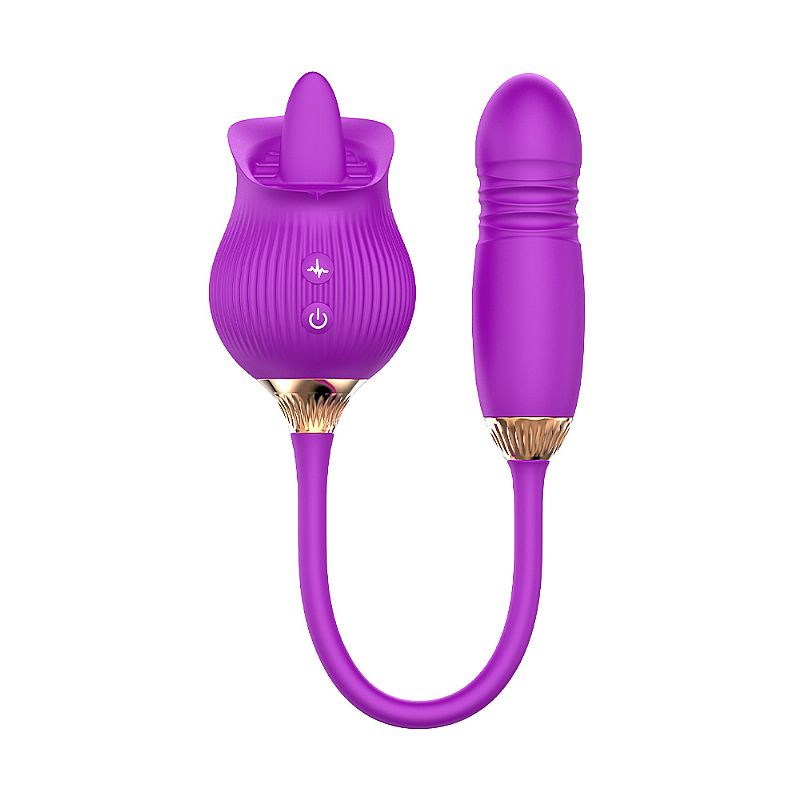 Vibrador de Ponto G e Clitóris com Vai e vem - Formato de Rosa - Tongue 2 - 1724