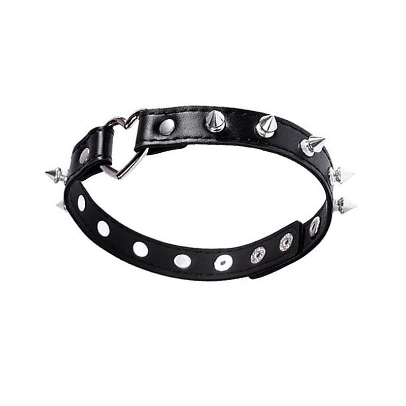 Coleira Bondage Choker com Coração e Pinos - Preto - 7174