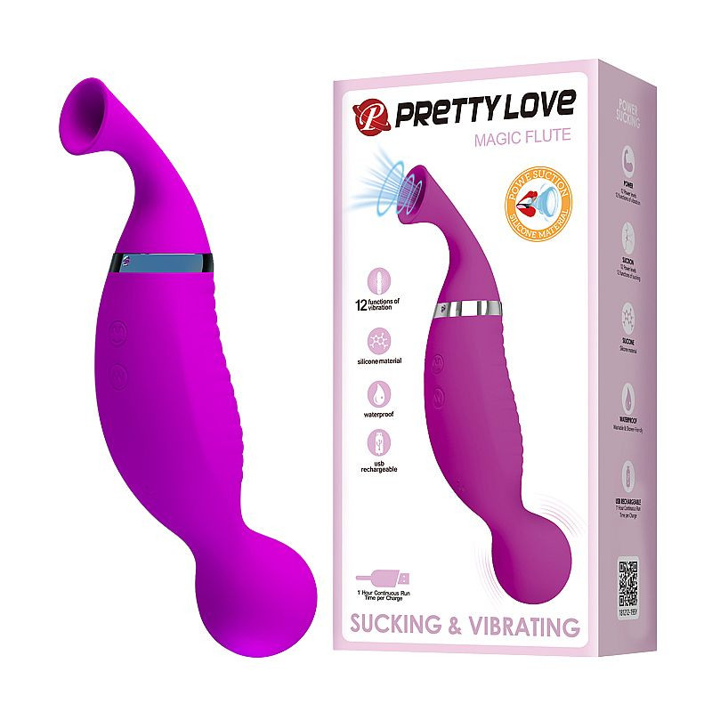 Vibrador de Ponto G e clitóris com Sucção - Magic Flute - Pretty Love - 7230