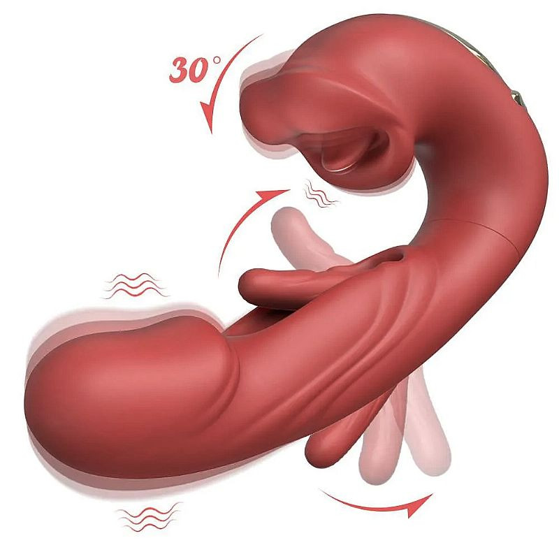 Vibrador de Ponto G e Clitóris com Boca e Dedilhar / Slap - ALWUP - 814