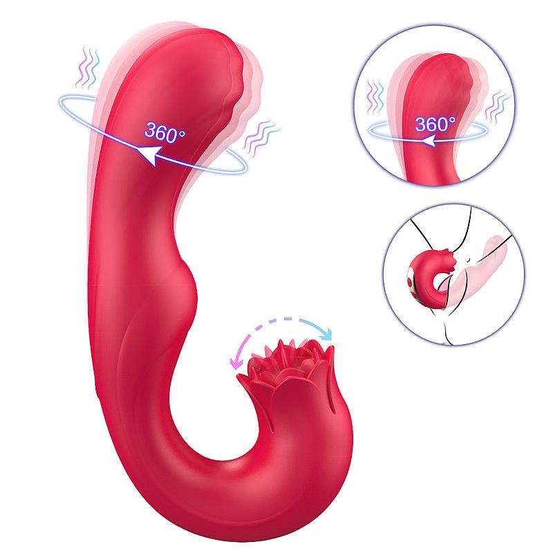 Vibrador de Ponto G e clitóris com Língua / Rotativo na Ponta - Eliza - 7217