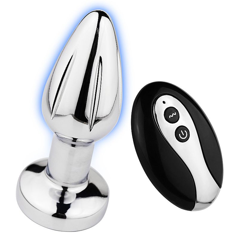 Plug Anal em Aço com Vibro e Controle Remoto - Tamanho P - 5944