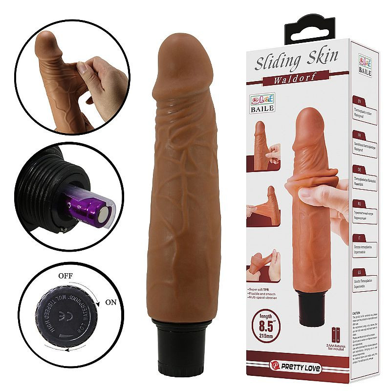 Prótese Realística - Dupla Camada com Vibrador à Pilha - Waldorf - 21,0 X 4,0 cm - Pretty Love - 7131