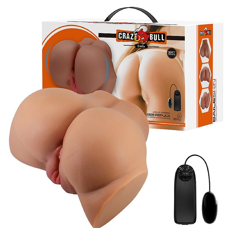 Masturbador Masculino com Vibro - Formato Bunda com Vagina e Ânus - Emilia - Crazy Bull - 7156