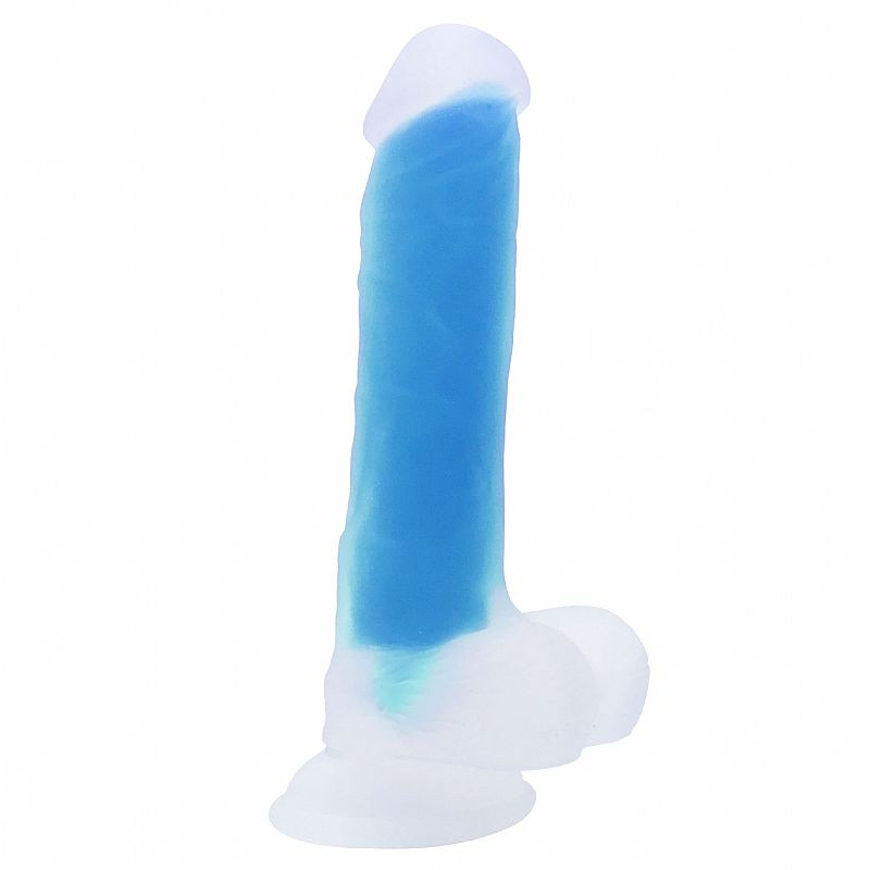 Prótese com Ventosa Florescente Azul - Dildo Gode Dark 25 cm - 4275