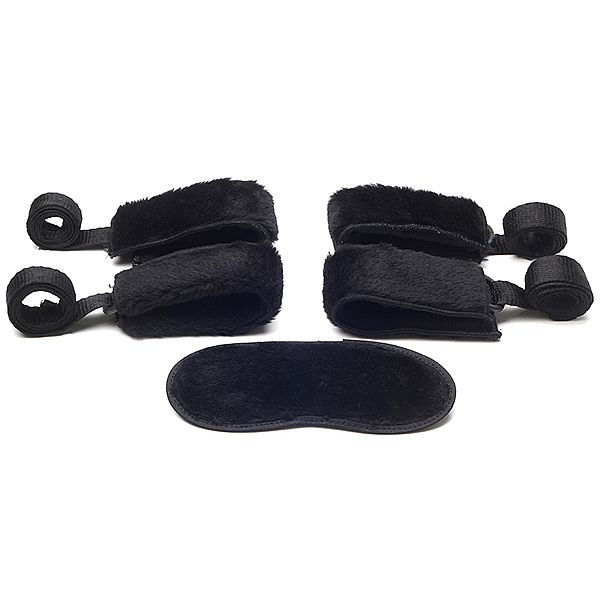 Kit com 4 Amarras e Venda Pelúcia - Cinquenta Formas de Amar - Bondage