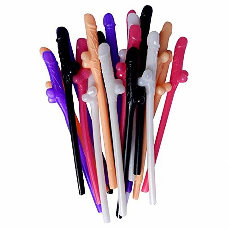 Kit com 10 - Canudo Erótico / Formato Pênis - Sipping Straws Cores - 6125