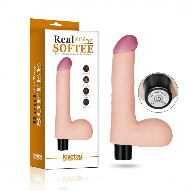 Pênis realístico com escroto e 10 vibrações impulse - REAL SOFTEE - PE031