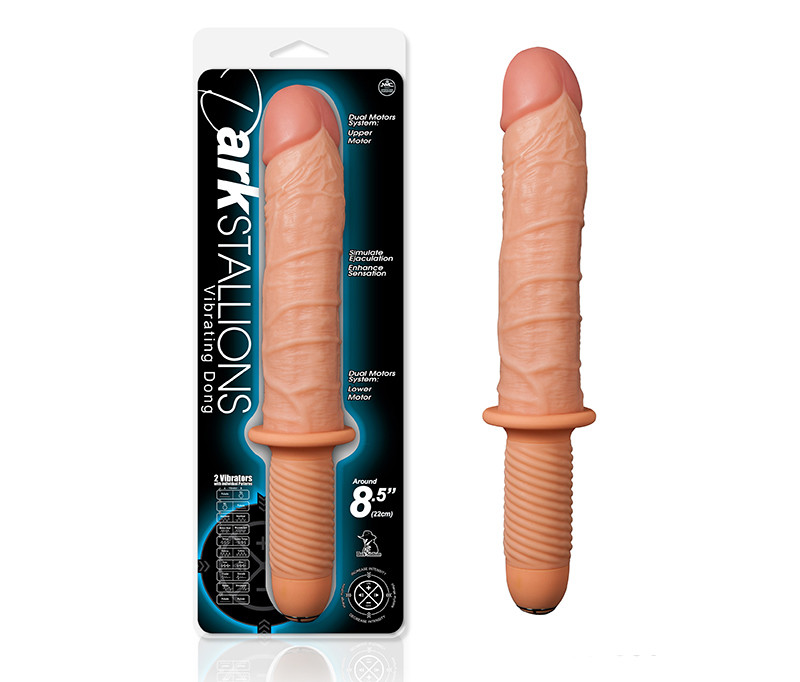 Dark Stallions - Penis 22cm Com Manopla e 2 Vibradores - 7077