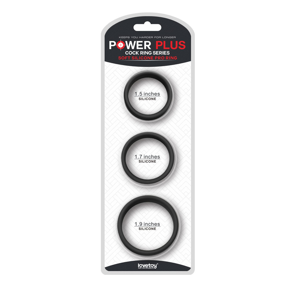 Kit com 3 Anéis Penianos Power Plus Soft Silicone Pro Ring - LOVETOY - 7753