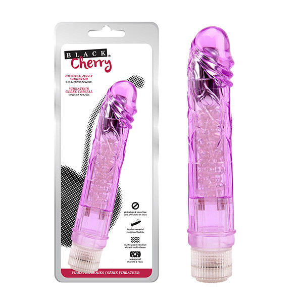 Vibrador Jelly Com Esferas Multivelocidade 23cm - Black Cherry - 3102