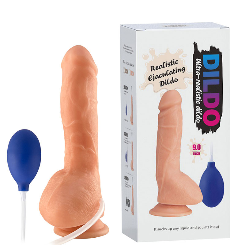 Pênis Realístico com Ventosa, Escroto, Veias e Glande Salientes Ejaculador – REALISTIC EJACULATING DILDO - 1922