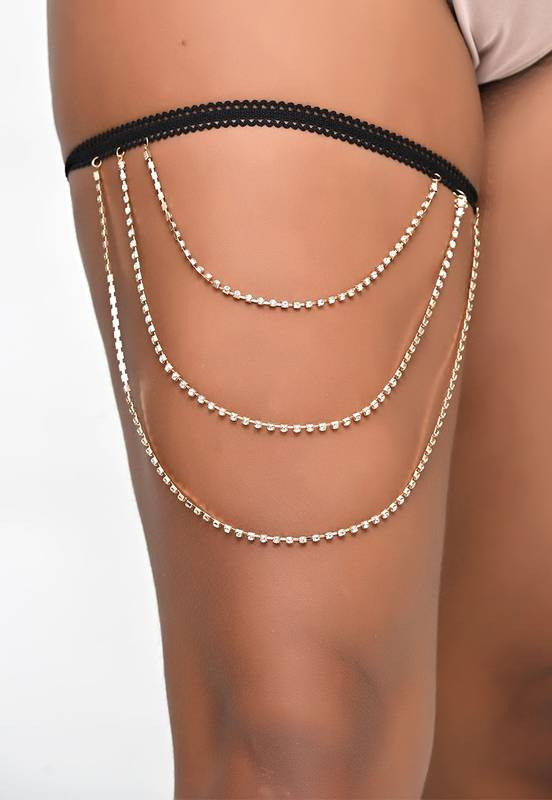 Perséx com Correntes de Strass - Jóia de Corpo - Bodychain - 7602