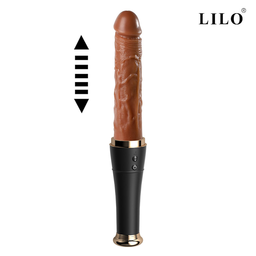 Vibrador 2 em 1 com aquecimento.Pênis Realístico com 10 modos de Vai e Vem e 10 modos de vibração - LILO - 1810