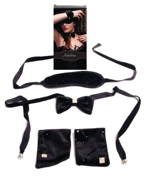 Kit Provocative Set - Punhos, gravata-borboleta e venda veludo-5004