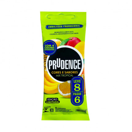 Preservativos Cores E Sabores Mix Tropical Com 8 Unidades Prudence - 861
