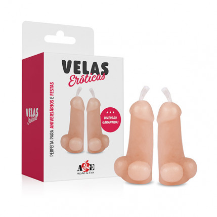 Velas Aromáticas Afrodisíacas com Formato de Pênis e Pavio Mágico 2 unidades - 1044