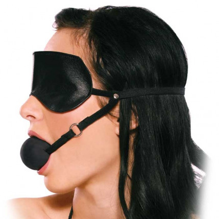 Mordaça com formato de bola - BLINDFOLD BALL GAG - PIPEDREAM