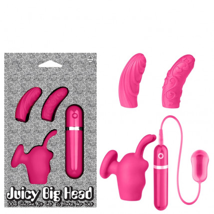 Kit cápsula rosa 10 velocidades e estimuladores clitorianos - JUICY BIG HEAD - NANMA