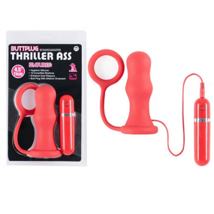 Plug anal com anel peniano e 10 vibrações - BUTTPLUG THRILLER ASS - NANMA