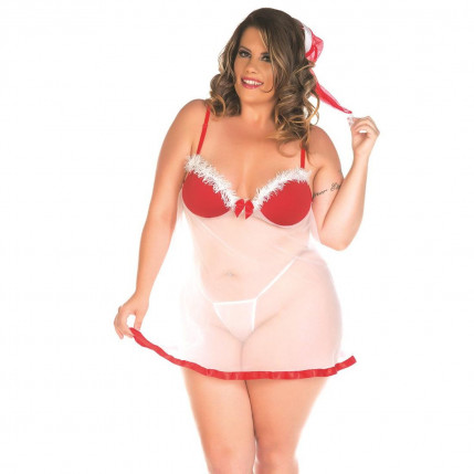 Fantasia Camisola Mamãe Noel Plus Size em Tule Pimenta Sexy - 7205