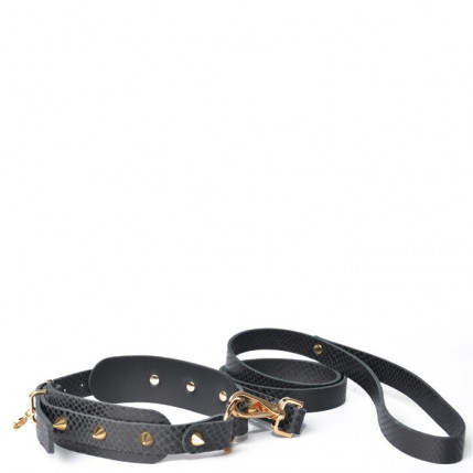 Choker em Couro Sintético Phyton com Spike Dourado - Athena