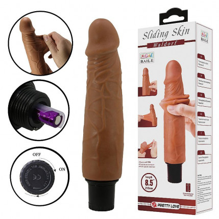 Prótese Realística - Dupla Camada com Vibrador à Pilha - Waldorf - 21,0 X 4,0 cm - Pretty Love - 7131