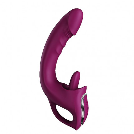 Vibrador de Ponto G e Clitóris com estimulador de Língua / Vai e vem - Com tela de LCD - 5821