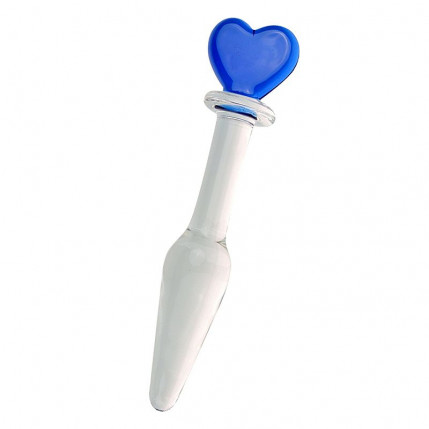 Plug Anal de Vidro com Base de Coração - 14,5 x 2,5 cm - 6099