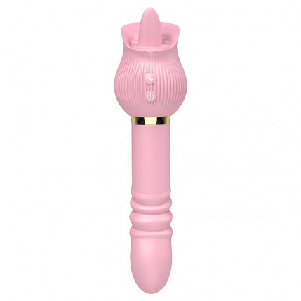Vibrador de Ponto G e Clitóris Rosa com Língua e Vai e vem - 7186