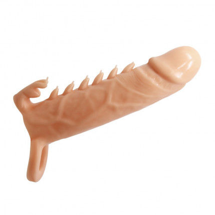 Capa peniana com alça para escroto com estimulador clitoriano em formato de coelho - 3454