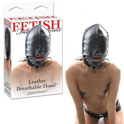 Capuz com abertura na boca - LEATHER BREATHABLE HOOD - PIPEDREAM