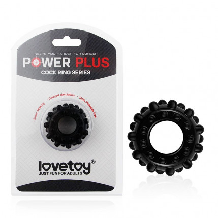 Power Plus Anel Peniano com Relevo - Preto - Lovetoy - 357