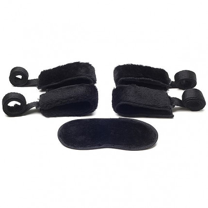Kit com 4 Amarras e Venda Pelúcia - Cinquenta Formas de Amar - Bondage