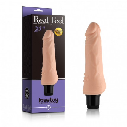 Pênis realístico com saliências massageadoras e vibração multivelocidade - LOVE TOY REAL FEEL 4 - PE026