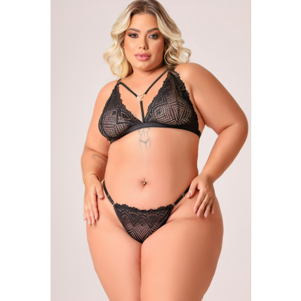 Conjunto Renda Beijo Cinderela Plus - Tallyta - 6918