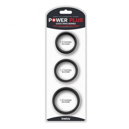 Kit com 3 Anéis Penianos Power Plus Soft Silicone Pro Ring - LOVETOY - 7753