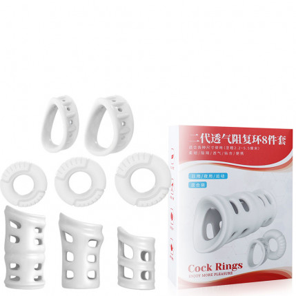 Kit com 8 Anéis de Alta Resistência Corretora do Prepúcio – COCK RINGS - 1521