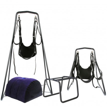 Kit com 2 Balanços Suspensos, Cadeira Erótica e Puff Inflável para Varinha Mágica - 4797