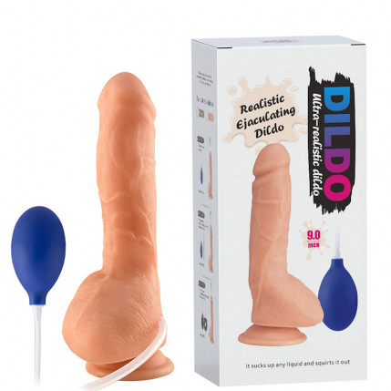 Pênis Realístico com Ventosa, Escroto, Veias e Glande Salientes Ejaculador – REALISTIC EJACULATING DILDO - 1922