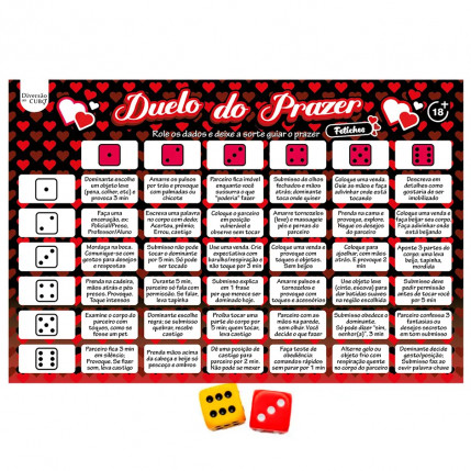 Duelo do Prazer Fetiches +18 Jogo de Tabuleiro com Desafios Eróticos - 8457