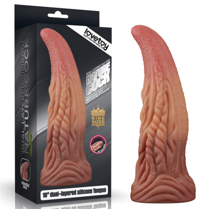 Prótese Dupla Densidade 25x7,5 cm Dual Layered Platinum Silicone Cock Bege e Marrom - Lovetoy - 4310