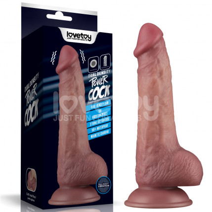 Pênis Dupla Densidade 21,6x4,5 cm Recarregável com 10 Modos de Vibração - 8,5'' Vibrating Dual Density Power Cock - LOVETOY - 7749