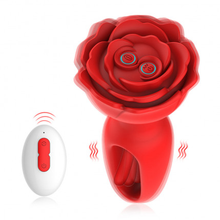 Plug Anal com controle remoto sem fio em formato de flor com 9 modos de vibração em formato de bater na ponta - 7017